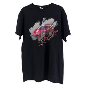 Vintage Gilden Ferrari Exotic Car Festival Graphic T Shirt Black Sz Small Cotton